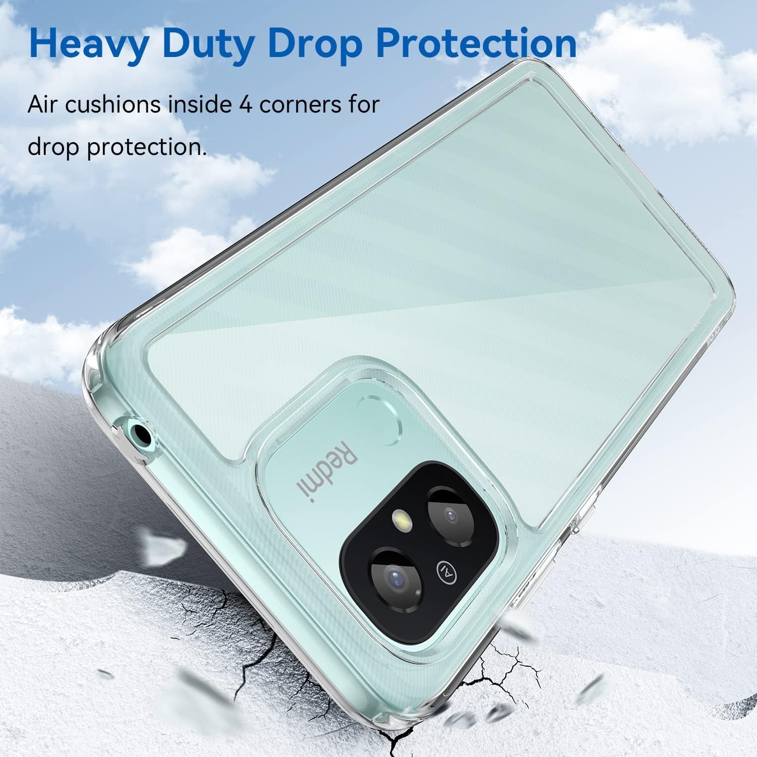 DFTCVBN Phone Case for Redmi 12C Case, Poco C55/Redmi 11A 22120RN86G Case with HD Screen Protector, Soft Bumper with Clear Crystal PC Hard Back Shockproof Cover Cases for Xiaomi Redmi 12C Clear  DFTCVBN   