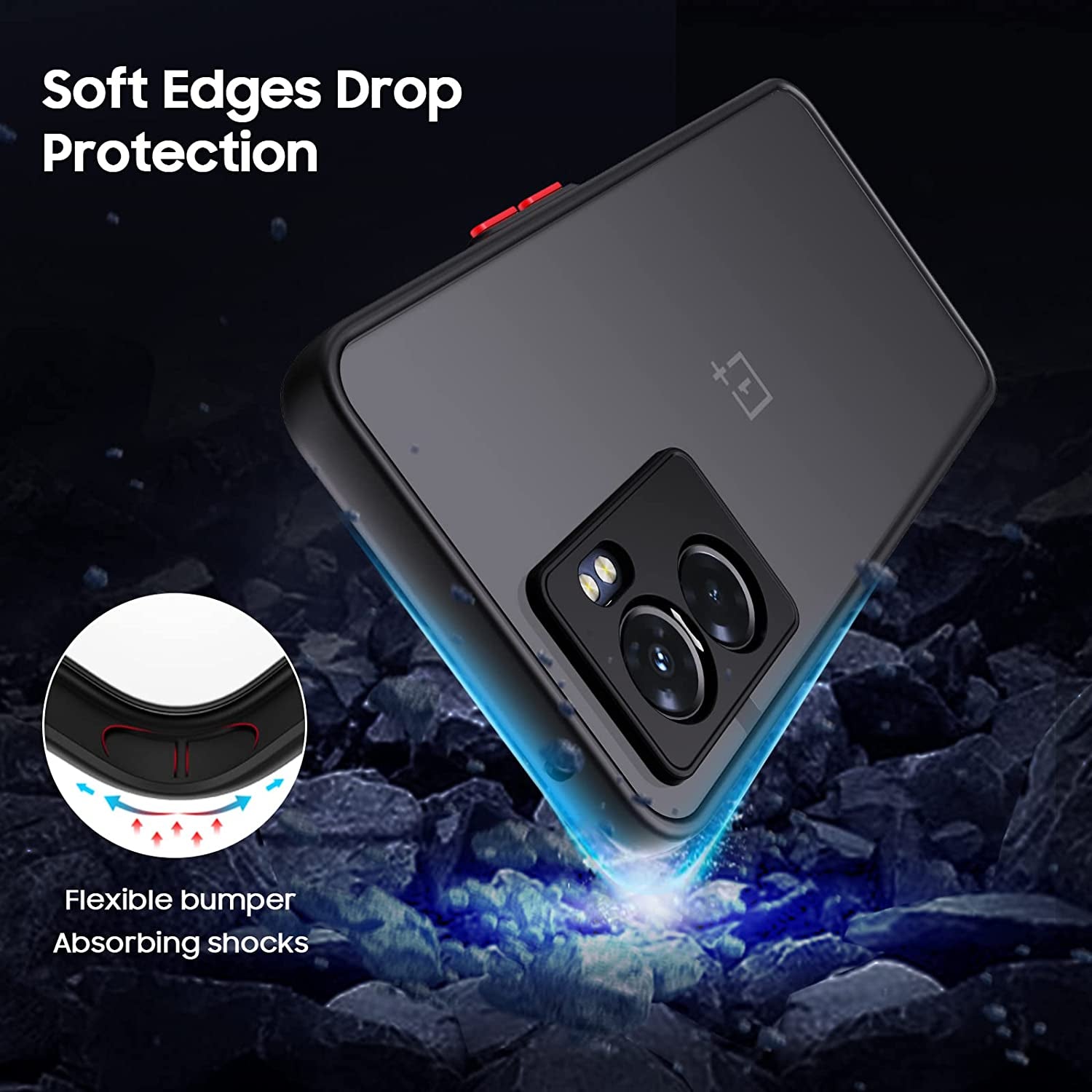 MAKAVO Slim Fit for Oneplus Nord N300 5G Case with Screen Protector [Ultra Thin] [Camera Cover] Full Protection Flexible Bumper Hard Matte PC Back Cover for One plus N300 5G (Black)  MAKAVO   