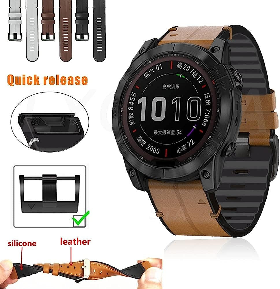 DZHTUS 26 22Mm Smart Watch Band for Garmin Fenix 7 7X 6 6X Pro 5X 5 plus 935 Silicone Leather Accessory Straps Quick Release Wristbands  DZHTUS   
