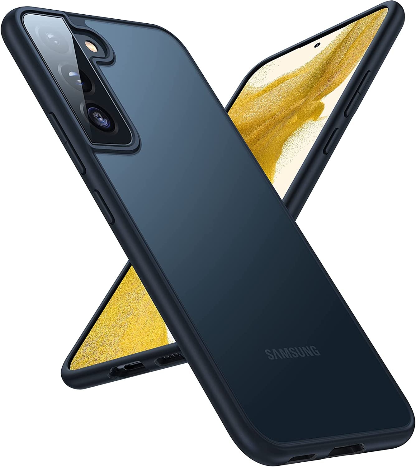 TORRAS Shockproof Galaxy S21 Case (Only), [Military Grade Drop Tested] Translucent Matte Hard Back with Soft Edge Slim Protective Compatible for Samsung Galaxy S21 Case, Black  TORRAS Black S22 Plus 