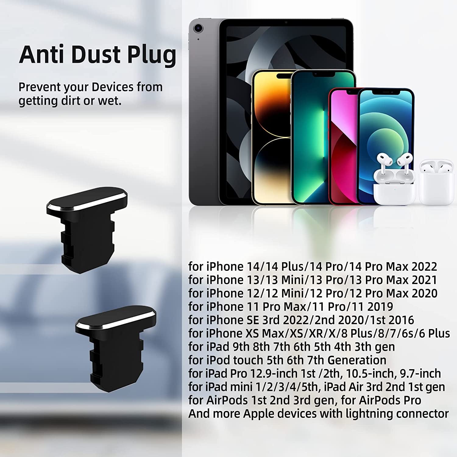 TITACUTE 2 Pack anti Dust Plugs for Iphone 14 Pro Max 13 11 12 Mini Dust Cover 8 Pin Dust Plug + Mini Storage Box Iphone Charging Port Plugs for Iphone Xs XR X 8 7 plus SE Airpods Ipad Mini Air Black  TITACUTE   