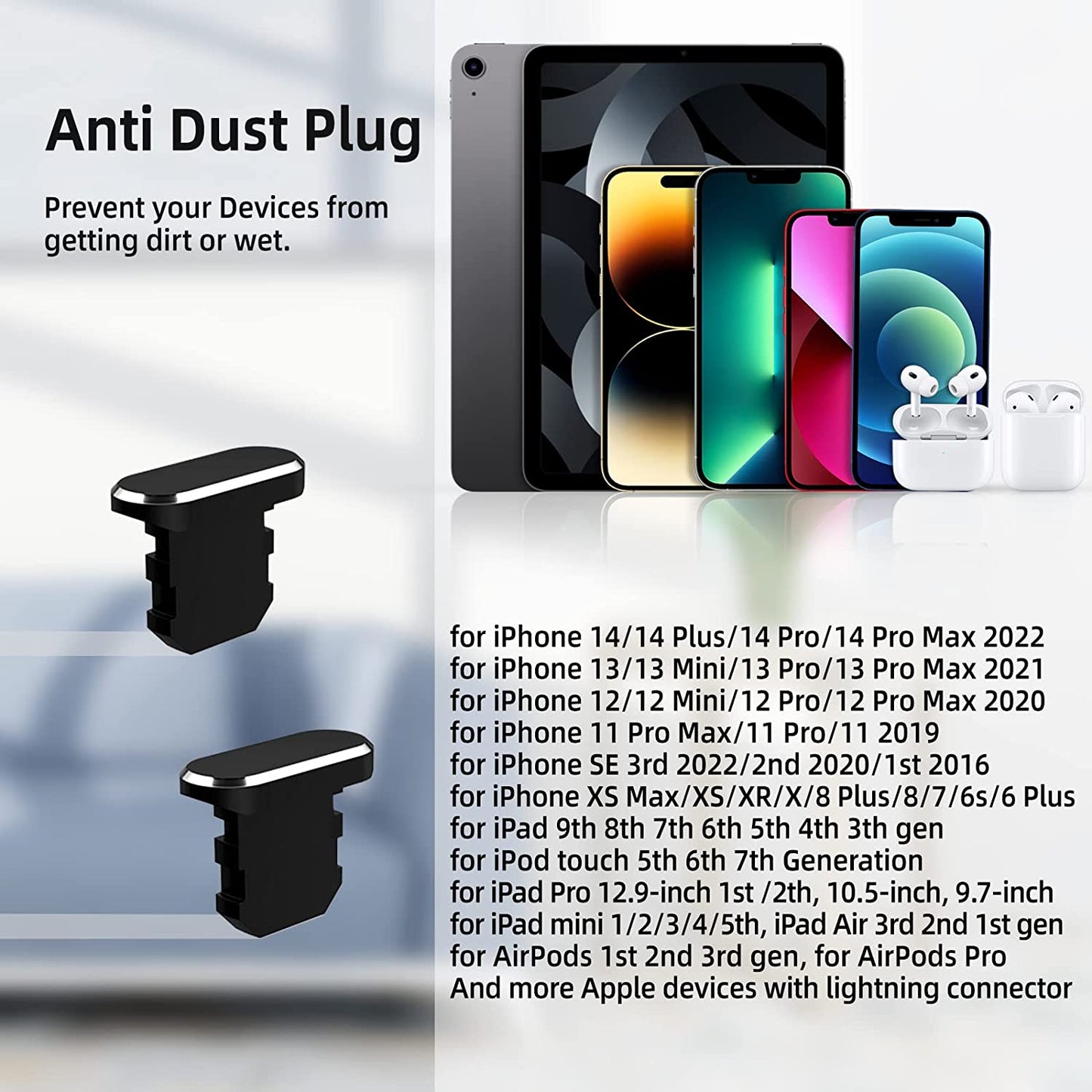 TITACUTE 5-Pack anti Dust Plug for Iphone 14 Pro Max 13 12 11 XR XS X SE 8 plus 7 6 5 5S Dust Plugs for Lightning Charging Port Cover Protector Cap 8 Pin Dust Plug for Ipad Pro Mini Air for Airpods  TITACUTE   