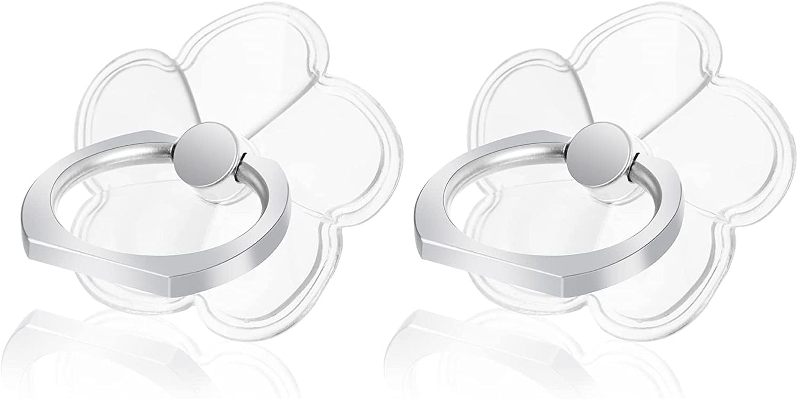 Cobee Cell Phone Ring Stands, 2 Pcs 180/360 Degree Rotation Finger Kickstand Transparent Phone Ring Holders with Diamond Glitter Finger Mount with Grip for Most Smartphones(Flower-Style)  cobee   