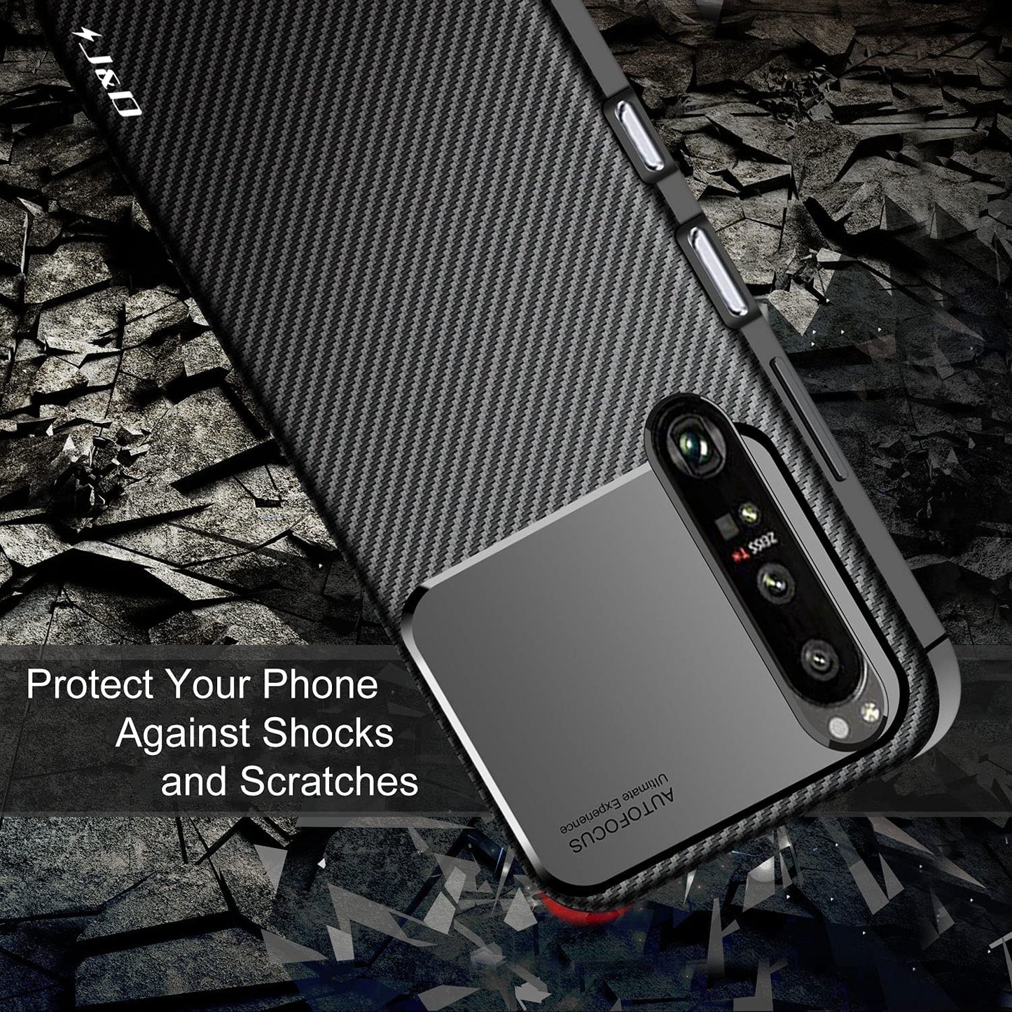 J&D Case Compatible for Sony Xperia 1 III Case, Carbon Fiber Pattern Drop Protection anti Shock Protective TPU Slim Case for Xperia 1 III Bumper Case, Black  J&D Tech   