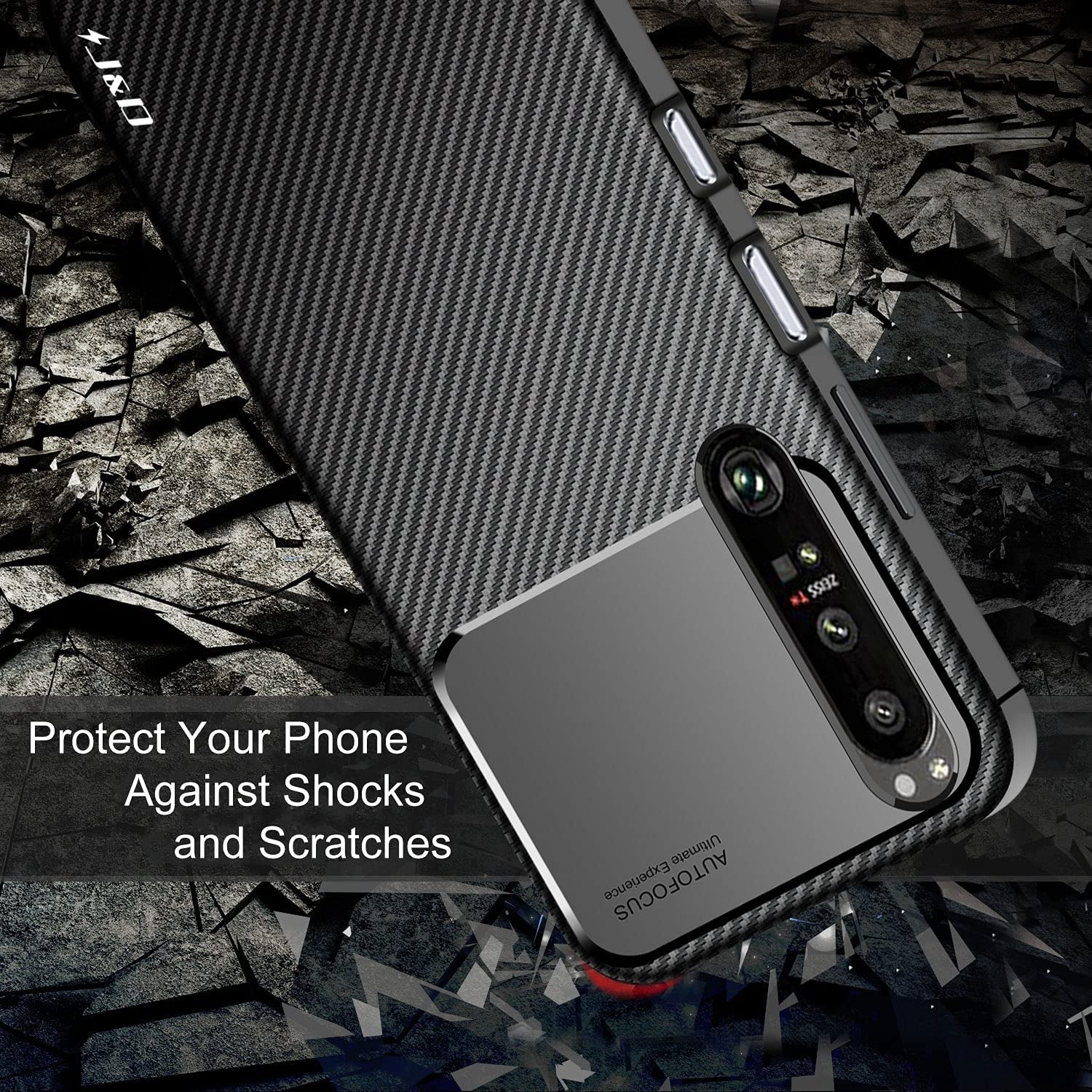 J&D Case Compatible for Sony Xperia 1 III Case, Carbon Fiber Pattern Drop Protection anti Shock Protective TPU Slim Case for Xperia 1 III Bumper Case, Black  J&D Tech   