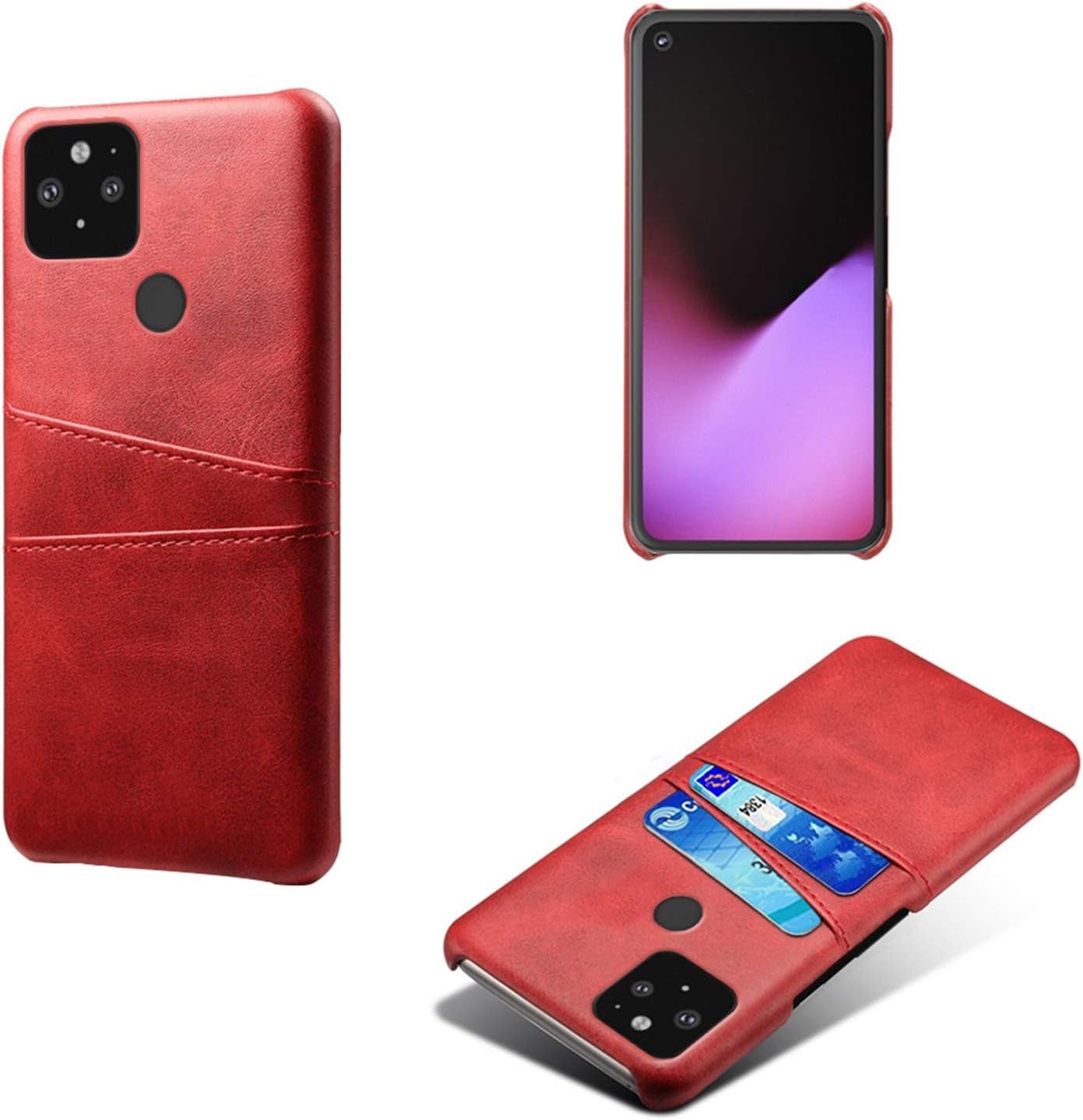 FHZXHY Google Pixel 4A 5G Back Case PU Leather Wallet Card Holder Phone Case for Google Pixel 4A 5G(6.2 Inch 2020)-Brown  FHZXHY Red  