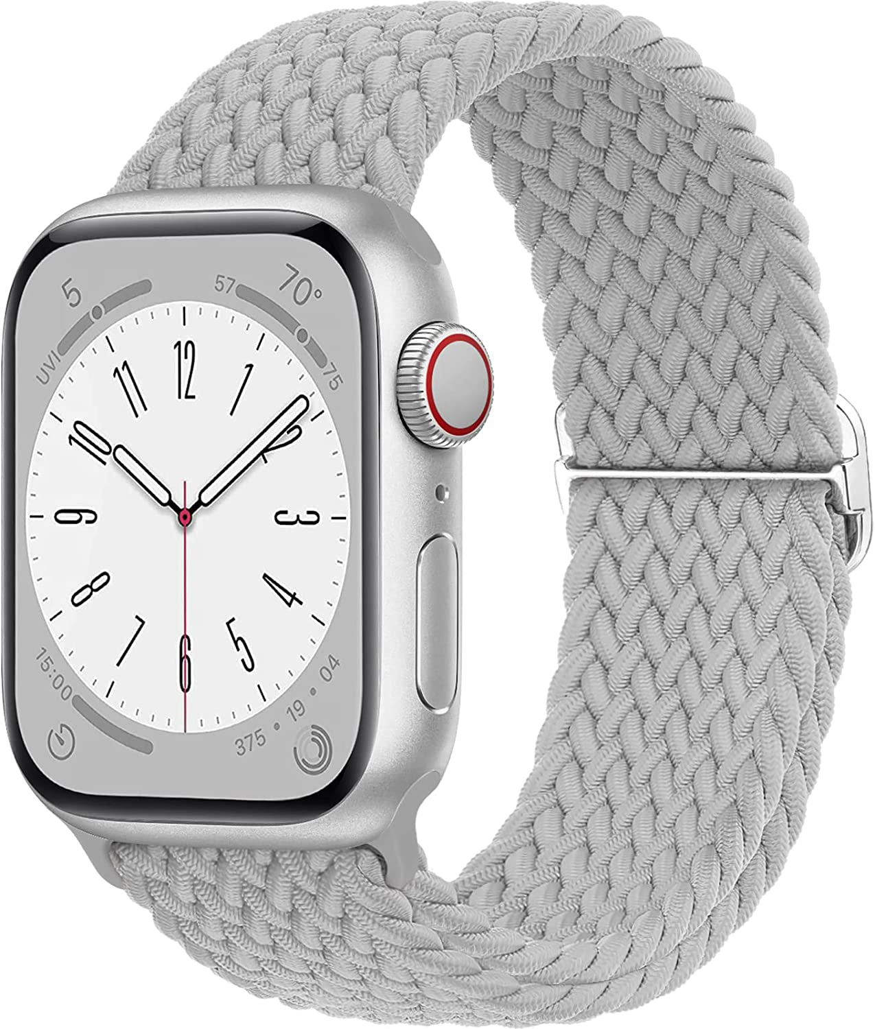 Merlion Stretchy Braided Solo Loop Compatible with Apple Watch Band 38Mm 40Mm 41Mm 42Mm 44Mm 45Mm 49Mm, Sports Adjustable Elastic Straps for Iwatch  Merlion Grey 38MM/40MM/41MM 