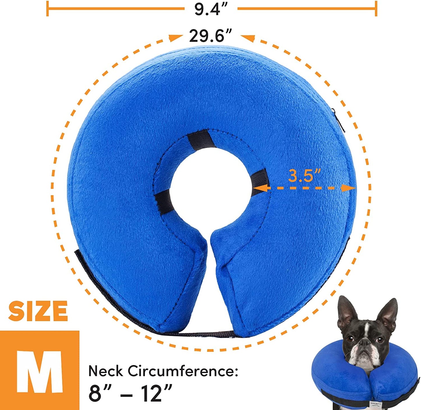 BENCMATE Protective Inflatable Collar for Dogs and Cats - Soft Pet Recovery Collar Does Not Block Vision E-Collar (Medium, Blue)  BENCMATE   