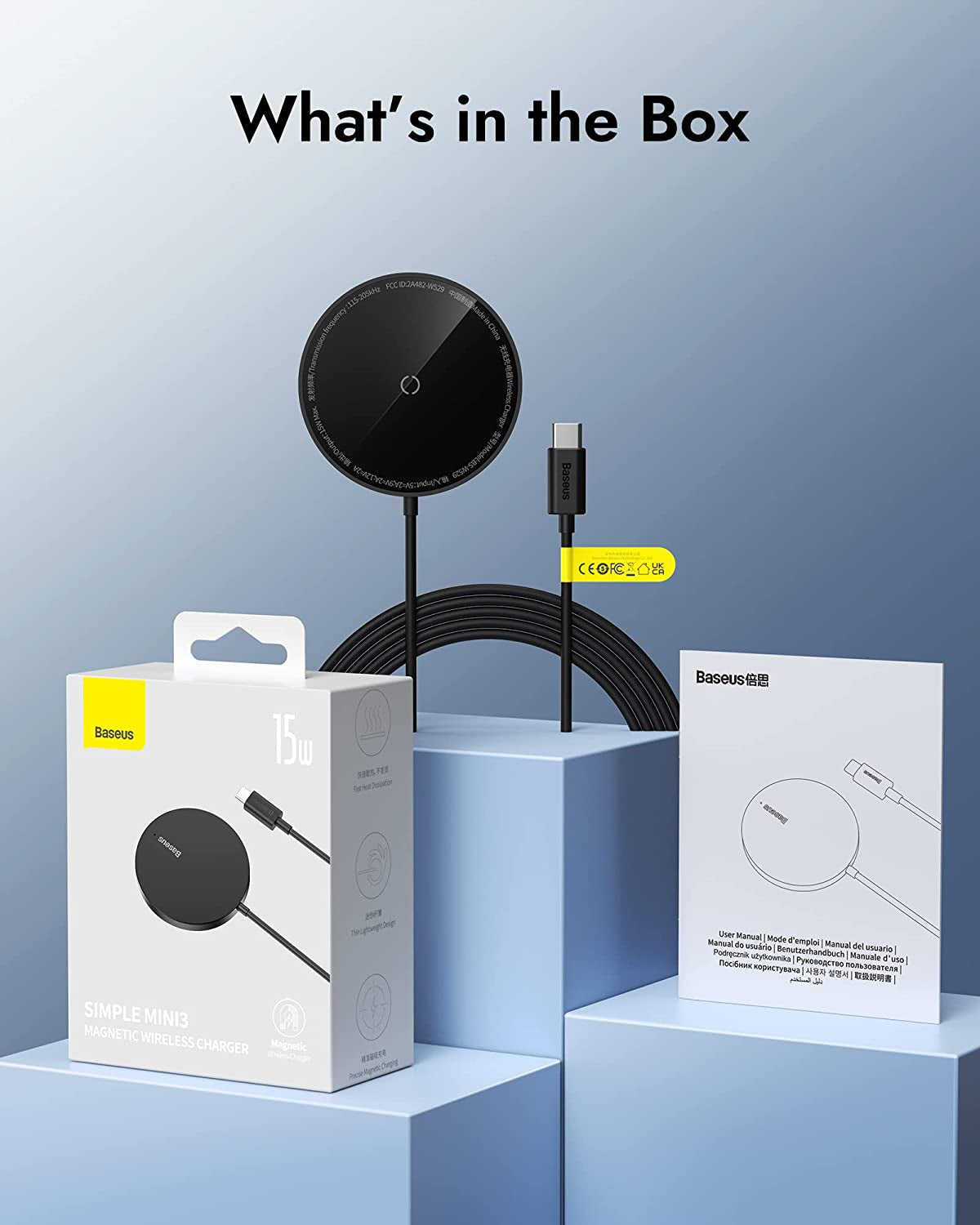 Baseus Wireless Charger for Magsafe, 15W Mini Lightweight Magnetic Wireless Charger with N52 Strong Magnets & Aerogel, Upgraded Temperature Control Compatible with Iphone 12/13/14 Series  Baseus   