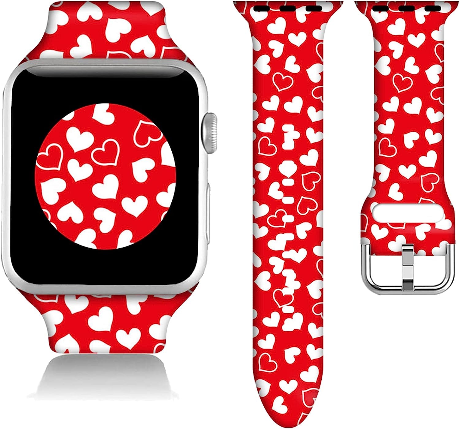 Easter Gifts Decorations Wristband Straps for Apple Watch Band 38Mm/40Mm/41Mm/42Mm/44Mm/45Mm Soft Silicone Easter Watch Band Strap for Apple Smart Watch Series 7 6 5 4 3 2 1 SE.  DGDGDG Red Heart Happy Valentines Day Gifts 38mm/40mm/41mm 