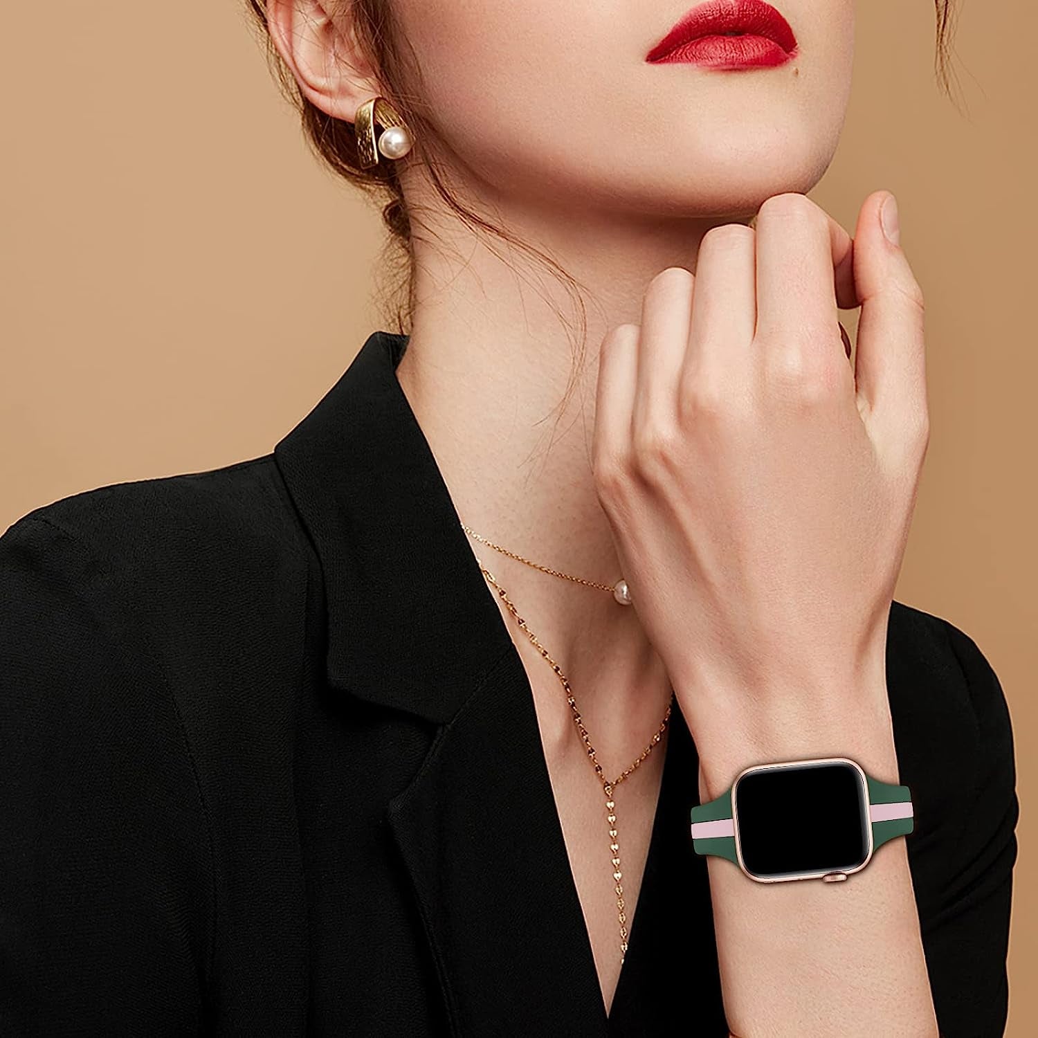 Iwabcertoo Designer Sport Bands Compatible with Apple Watch Band 38Mm 40Mm 41Mm 42Mm 44Mm 45Mm Women, Slim Soft Silicone Strap Replacement Wristbands Compatible for Iwatch Series 8/7/6/5/4/3/2/1/SE  iWabcertoo   