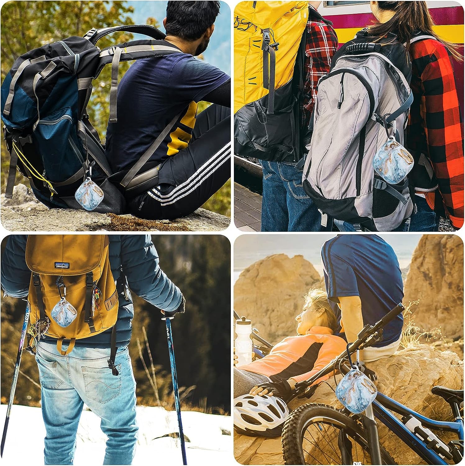 V.R.Hope Case Compatible with Powerbeats Pro Case Cover, Upgraded Anti-Lost & Shockproof Protective Case with Durable Carabiner for Beats Powerbeats Pro (Marble Blue)  V.R.HOPE   