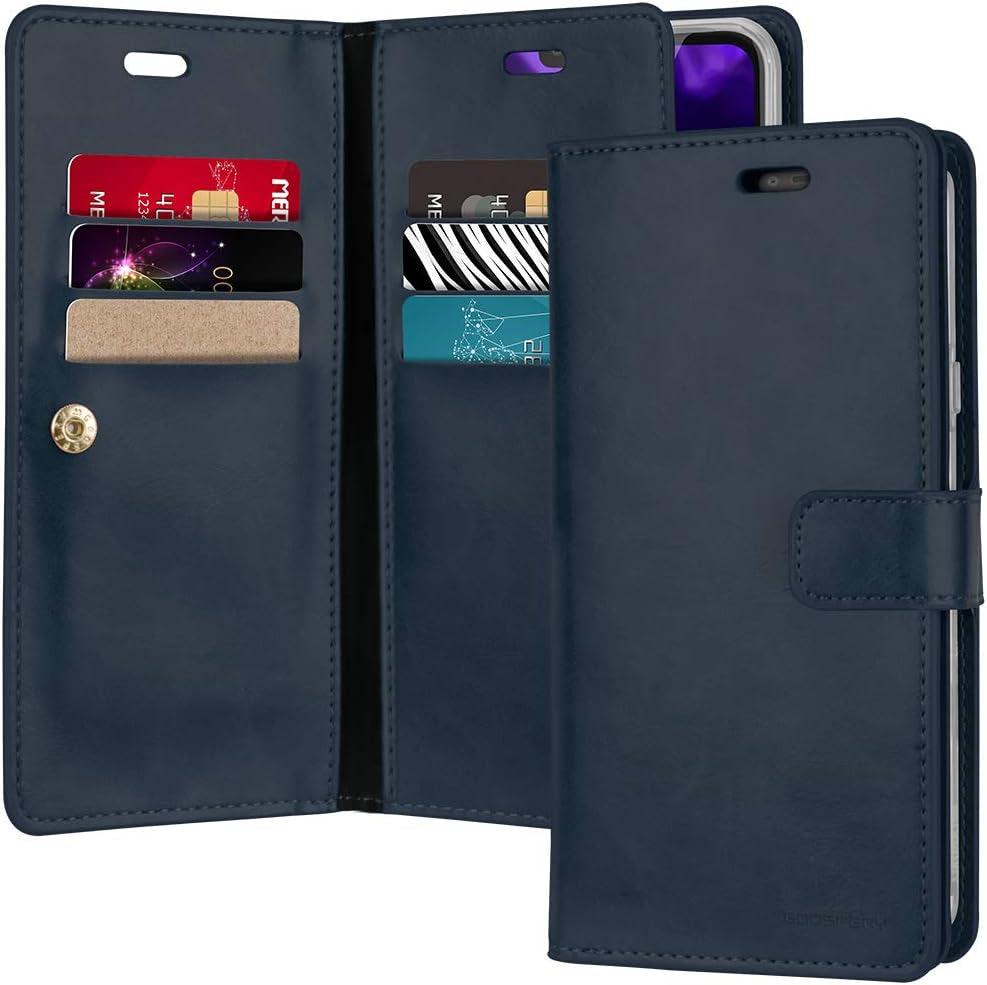 GOOSPERY Mansoor Wallet for LG V40 Thinq Case (2018) Double Sided Card Holder Flip Cover (Navy) LGV40-MAN-NVY  GOOSPERY   