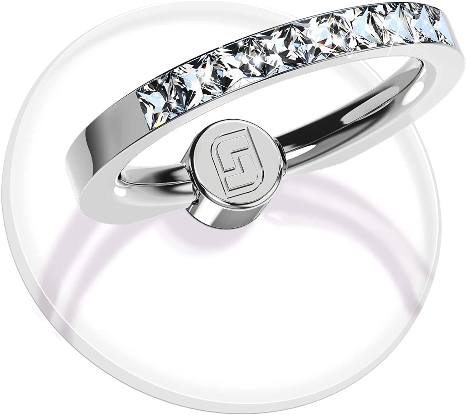 Transparent Phone Ring Holder 2 Pcs, Jsoerpay Clear Cell Phone Ring Holder with Diamond, Finger Grip 360°Rotation Compatible with Most of the Phones, Tablet and Case (Silver)  Jsoerpay   