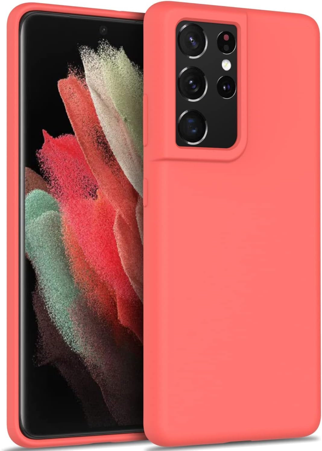 DEENAKIN for Samsung Galaxy S21 Ultra Case Silicone,Silky Smooth Flexible Gel Rubber Bumper Cover with Soft Microfiber Lining Slim Fit Protective Phone Case for Samsung Galaxy S21 Ultra Bright Yellow  DEENAKIN Nice Pink Samsung Galaxy S21 Ultra 