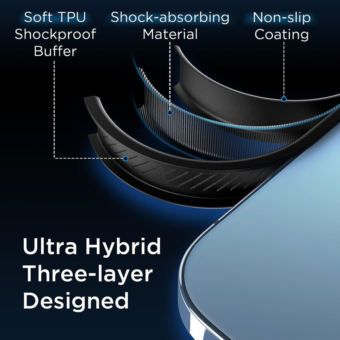 [2023 New] for Iphone 13 Pro Case Clear, [Non-Yellowing] [Military Drop Protection] Shockproof Bumper Slim Fit Phone Case Thin Cover for Apple 13Pro (6.1 In, Clear-Black)  Gotrays Gavin LLC   