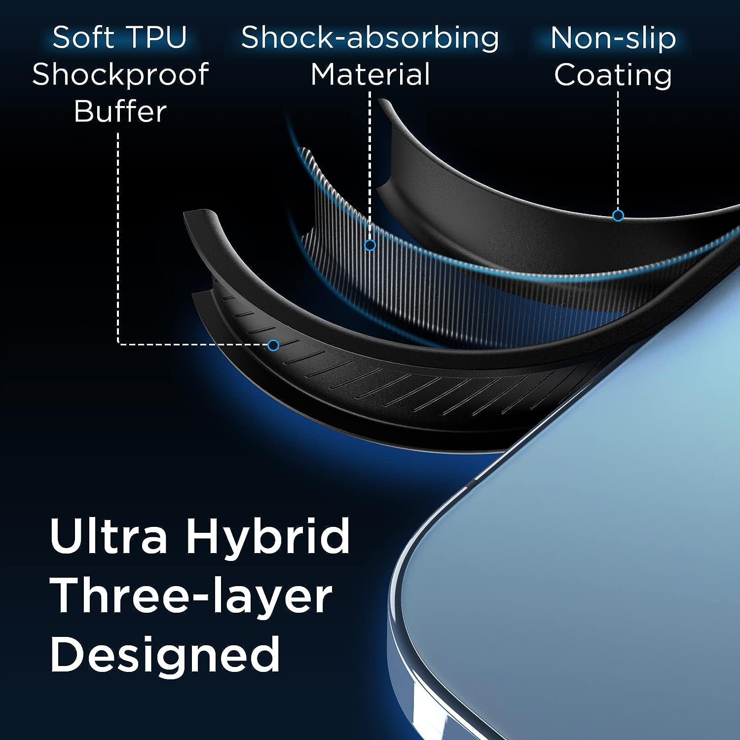 [2023 New] for Iphone 13 Pro Case Clear, [Non-Yellowing] [Military Drop Protection] Shockproof Bumper Slim Fit Phone Case Thin Cover for Apple 13Pro (6.1 In, Clear-Black)  Gotrays Gavin LLC   