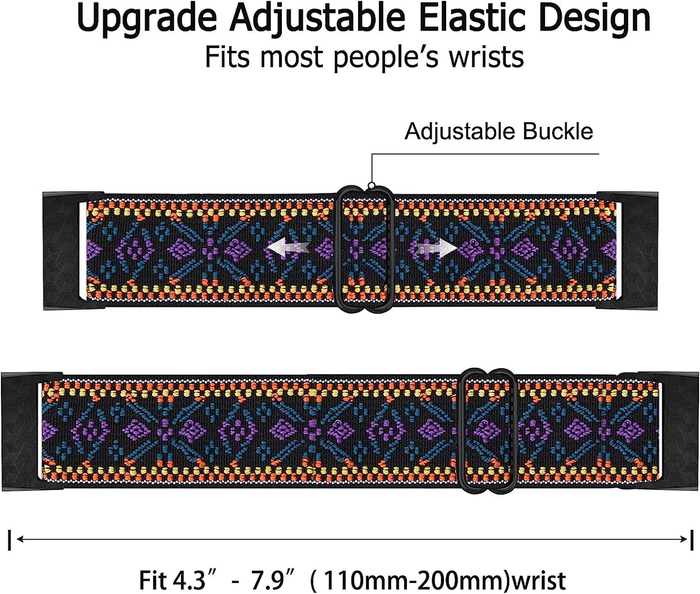 [3 Pack] Adjustable Elastic Bands Compatible with Fitbit Charge 4 / Charge 3 / Charge 4 SE Soft Stretchy Loop Bracelet Women Men Replacement Wristbands  Amzpas   