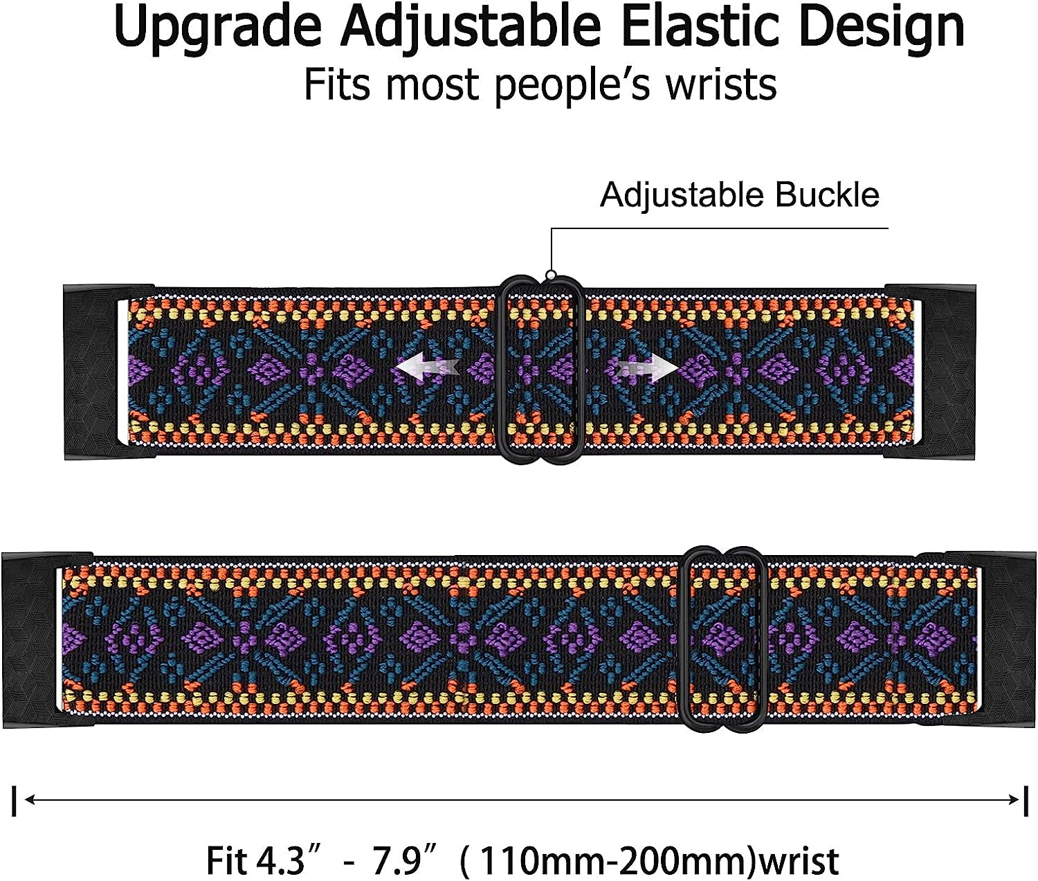 [3 Pack] Adjustable Elastic Bands Compatible with Fitbit Charge 4 / Charge 3 / Charge 4 SE Soft Stretchy Loop Bracelet Women Men Replacement Wristbands  Amzpas   