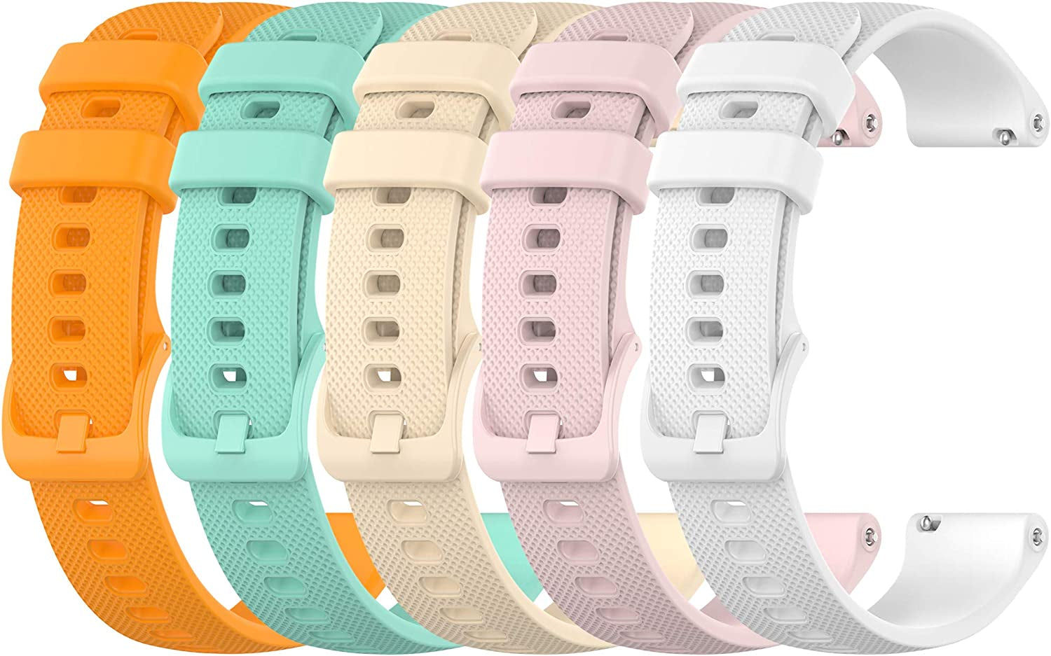 Fitturn Soft Colorful Silicone Watch Band Straps Compatible with Garmin Venu Sq Watch Replacement Quick Release Watch Bands Sport Strap Compatible with Garmin Venu Sq Smartwatch  FitTurn FiveColors*B  