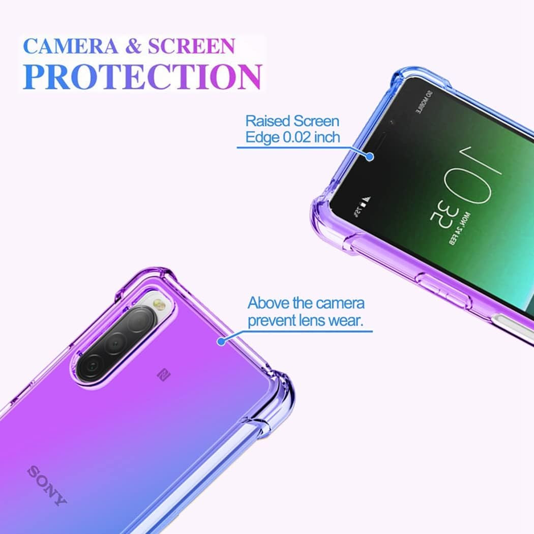 Ueokeird for Xperia 10 IV 5G Case, Sony 10 IV Case, Clear Cute Gradient Phone Case Slim anti Scratch Flexible TPU Cover Shockproof Protective Case for Sony Xperia 10 IV (Purple/Blue)  Ueokeird   