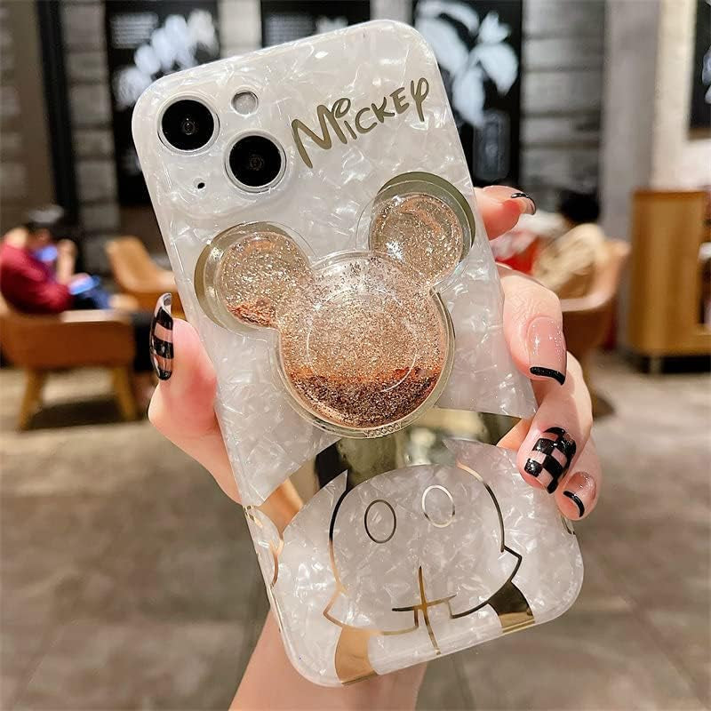 Jerisln Cartoon Case for Iphone 11 Pro Max Cute Golden Minnie Sparkle Bling Cover with Quicksand Holder,Kickstand Soft TPU Shockproof Protective for Women Girls(Iphone 11 Pro Max Minnie 6.5'')  Jerisln Golden/Mickey Iphone 11 Pro Max(6.5") 