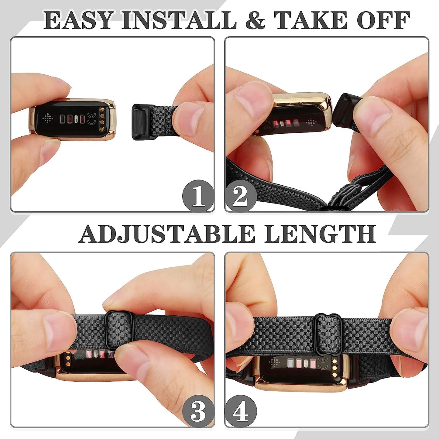 XFYELE Elastic Nylon Band Compatible with Fitbit Luxe / Special Edition，Stretchable Breathable Nylon Sport Loop Replacement Strap for Fitbit Luxe for Men Women  XFYELE   