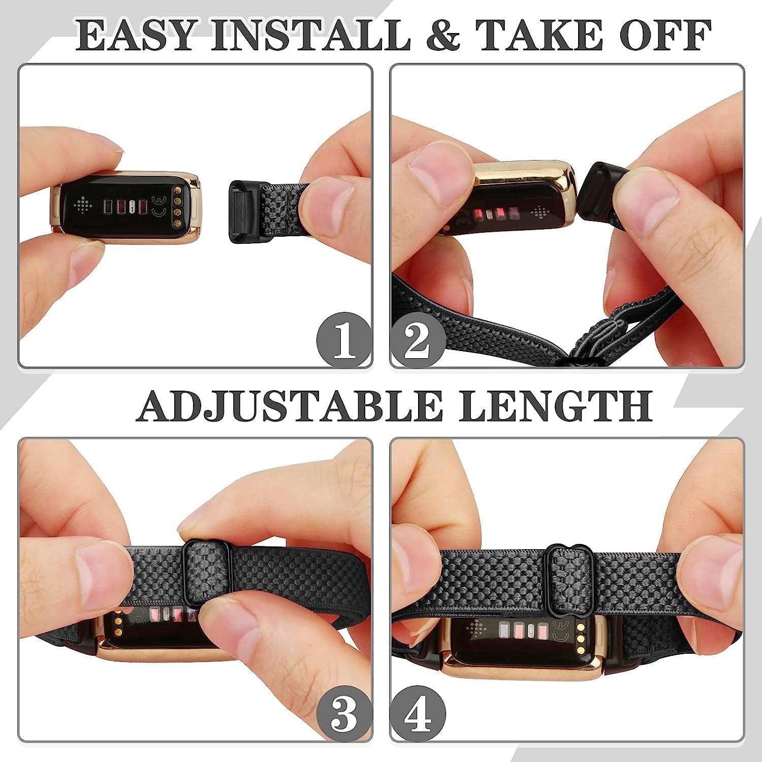 XFYELE Elastic Nylon Band Compatible with Fitbit Luxe / Special Edition，Stretchable Breathable Nylon Sport Loop Replacement Strap for Fitbit Luxe for Men Women  XFYELE   