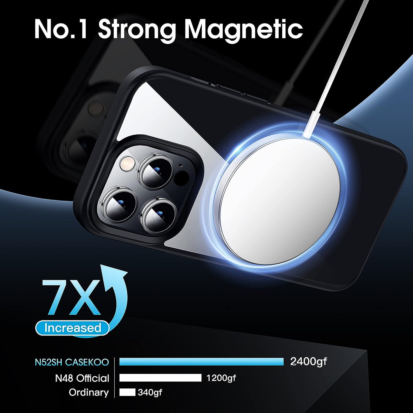 CASEKOO Strong Magnetic Clear for Iphone 14 Pro Max Case Transparent Back with Removable Magnetic Kickstand [Anti-Yellowing] [Compatible with Magsafe] Shockproof Protective Slim Cover 6.7 Inch, Black  CASEKOO   