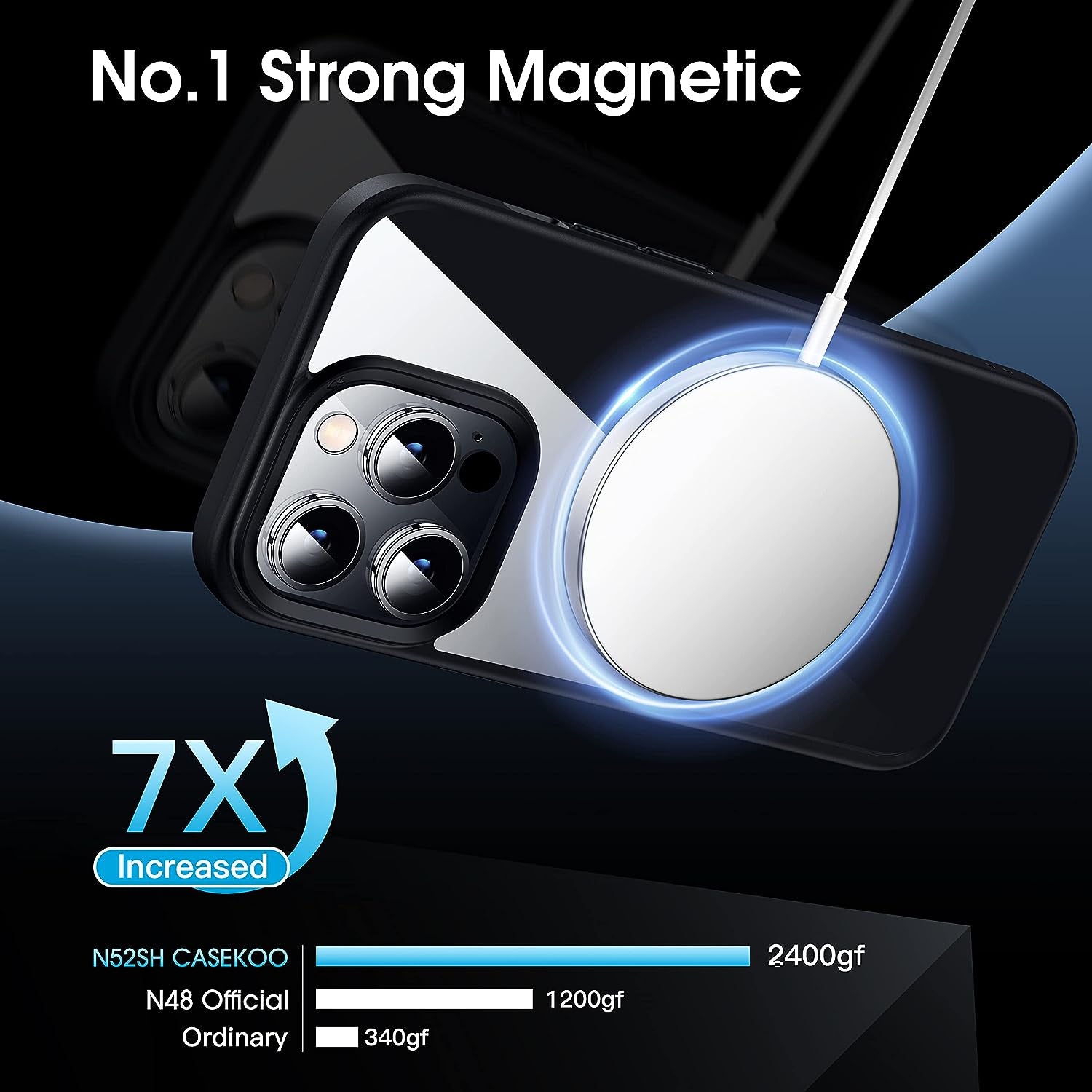 CASEKOO Strong Magnetic Clear for Iphone 14 Pro Max Case Transparent Back with Removable Magnetic Kickstand [Anti-Yellowing] [Compatible with Magsafe] Shockproof Protective Slim Cover 6.7 Inch, Black  CASEKOO   