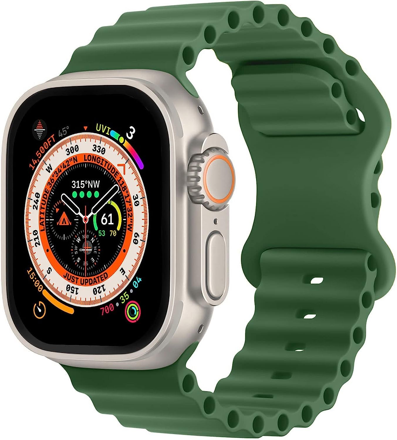 DAMAFE Silicone Band Compatible with Apple Watch Ultra Ocean Band 49Mm 45Mm 44Mm 42Mm 41Mm 40Mm 38Mm for Iwatch Ultra/Se/Series 8 7 6 5 4 3 2 1  DAMAFE Upgrade-Green 42mm/44mm/45mm/49mm 