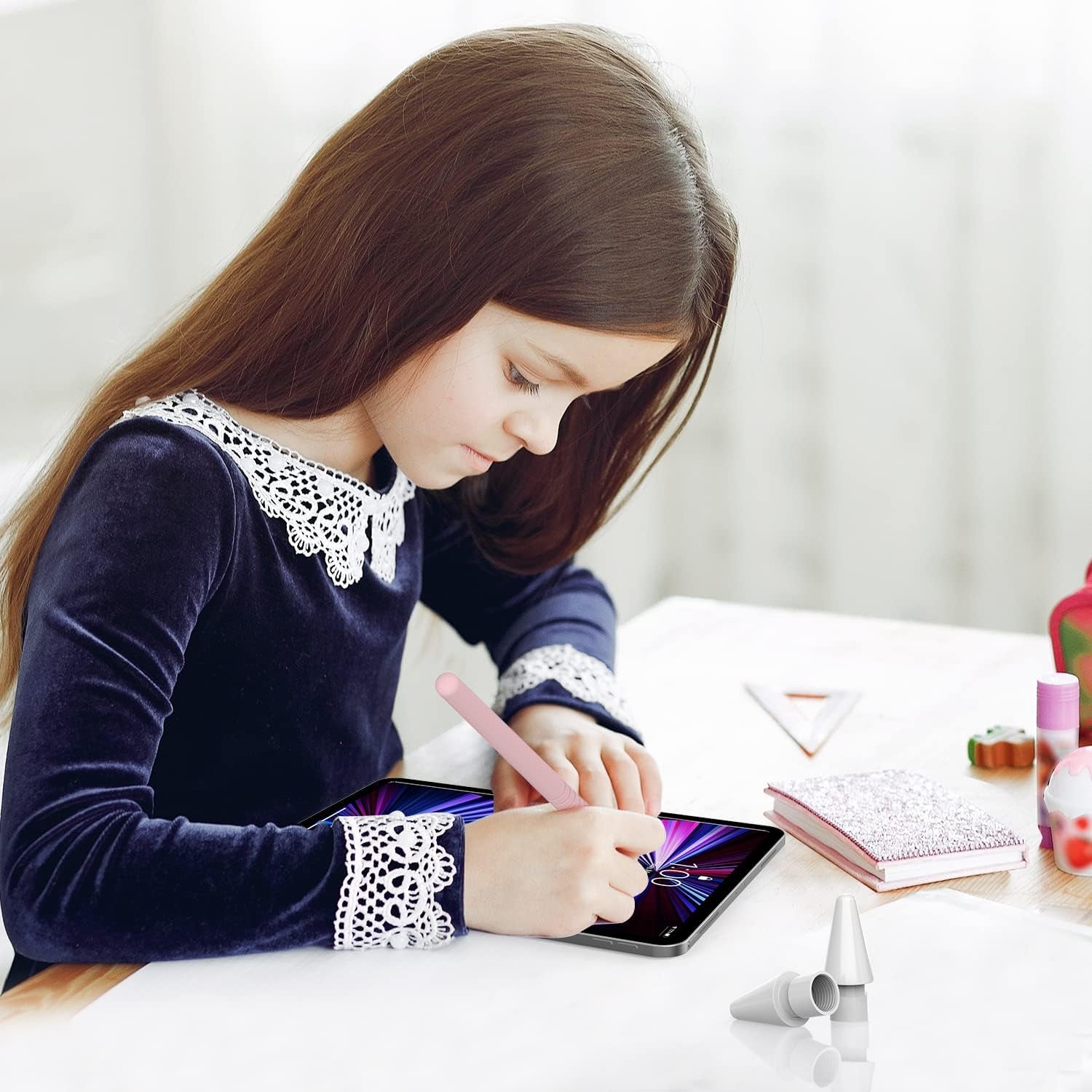 2 Pack Case Compatible with Apple Pencil 2Nd Generation, Protective Sleeve Accessories for Apple Pen 2Nd Silicone Grip Skin for Ipencil 2 Gen W/ 2 Replacement Pencil Tips, 4 Nibs Cover, Pink + Purple  Laviitp   