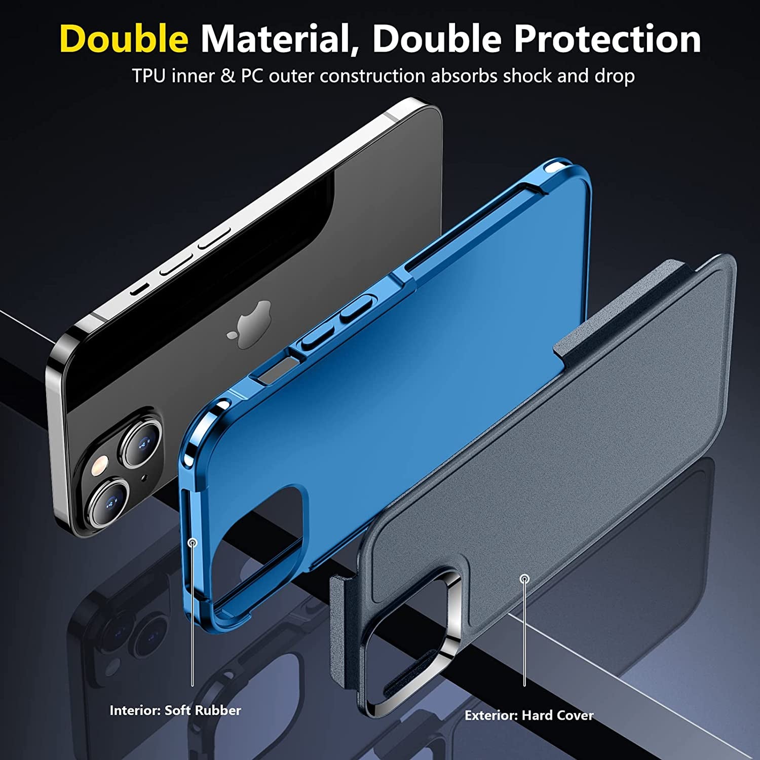 SPIDERCASE for Iphone 14 Case, [10 FT Military Grade Drop Protection][Non-Slip] [2+Tempered Glass Screen Protector][2+Tempered Camera Lens Protector] Heavy Duty Full-Body Shockproof Case, Dark Blue  SPIDERCASE   