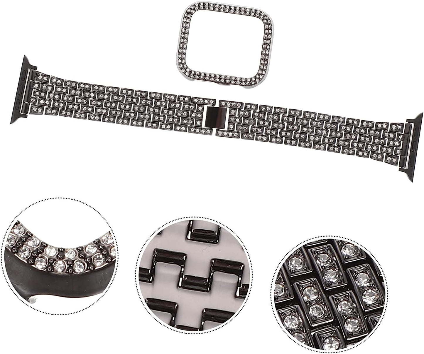 Mikikit Aplple Watch Bands 4 Sets Anti- Decorative Watch Case Band Watchband Anti-Slip Anti-Skid Portable Belt Rhinestone Metal of Replacement Replaceable Strap Slip  Mikikit   