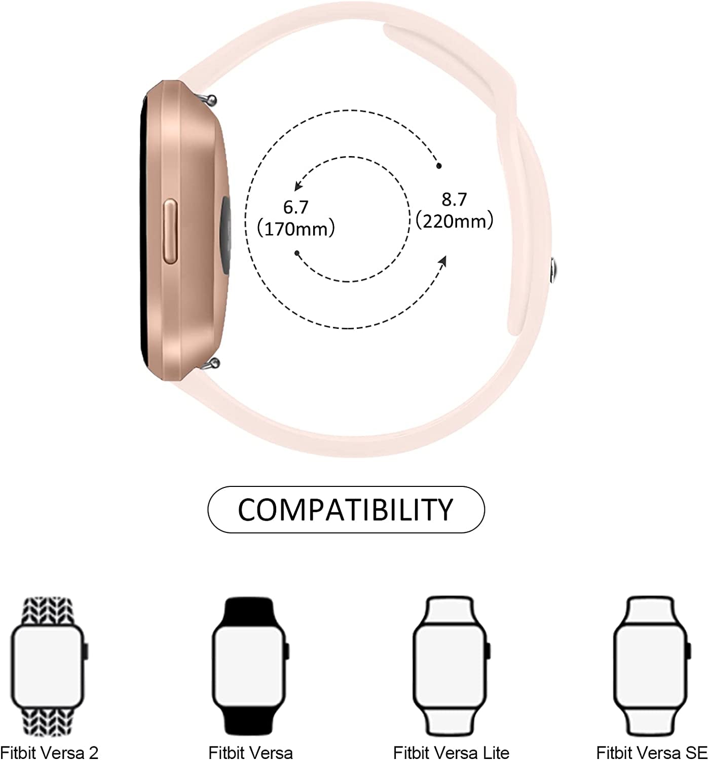 3 Pack Silicone Bands Compatible with Fitbit Versa 2 Bands for Women Men, Soft Breathable Sport Replacement Wristbands for Fitbit Versa 2 / Fitbit Versa/Versa Lite/Versa SE  Vancle   