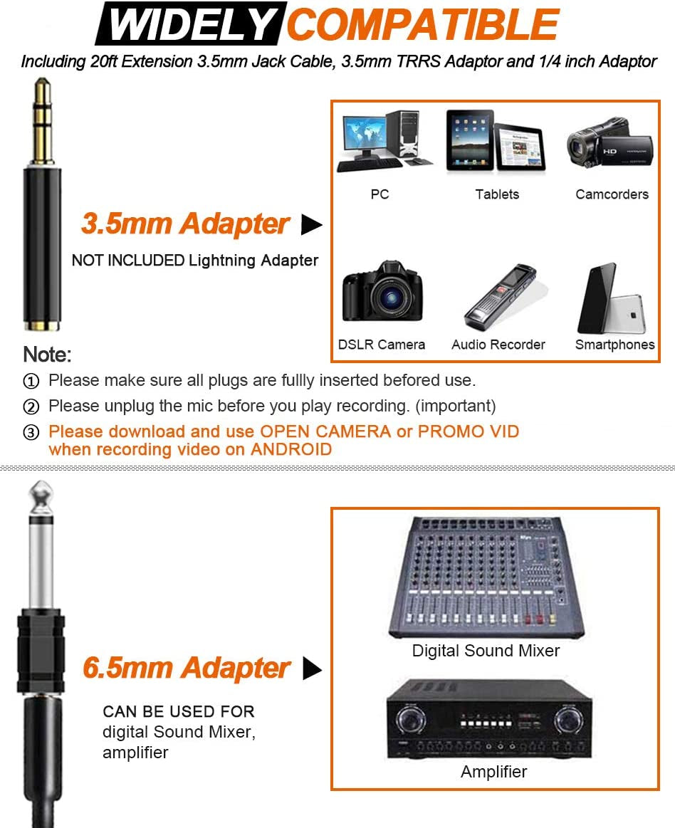 Z ZAFFIRO Lavalier Lapel Microphone Kit Clip on Omnidirectional Condenser Lav Mic for Iphone, Ipad, DSLR, Camcorder, Zoom/Tascam Recorder, PC, Macbook, Samsung Android, Smartphones  Z ZAFFIRO   