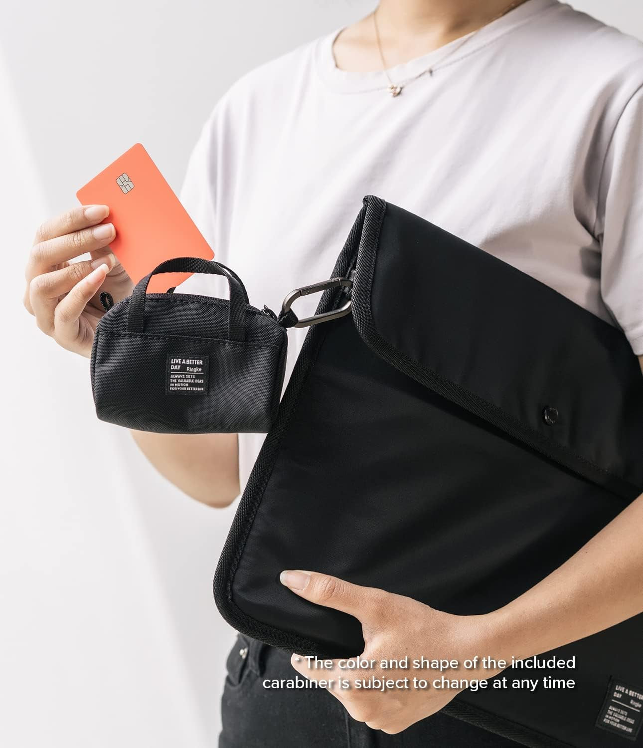 Ringke Mini Pouch Sports Bag Compatible with Airpods Pro Case and Airpods 3Rd, 2Nd, 1St Generation Case, Galaxy Buds Pouch, Universal Wireless Ear Buds Cover with Keychain for Women, Men - Black  Rearth   