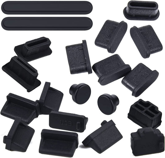 20 Pcs USB Port Cover, 6 Types Silicone Laptop Ports Cover Dust Plugs Caps for Type C/USB C, USB Female Plug, HDMI, RJ45, SD Card, Headphone Ports, USB Type-C Dust Stopper  iKammo   