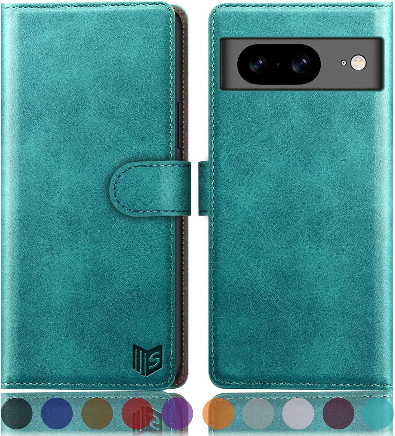 SUANPOT for Google Pixel 8 5G Wallet Case with RFID Blocking Credit Card Holder,Flip Book PU Leather Protective Cover Women Men for Pixel 8 Phone Case Blue Green  SUANPOT   