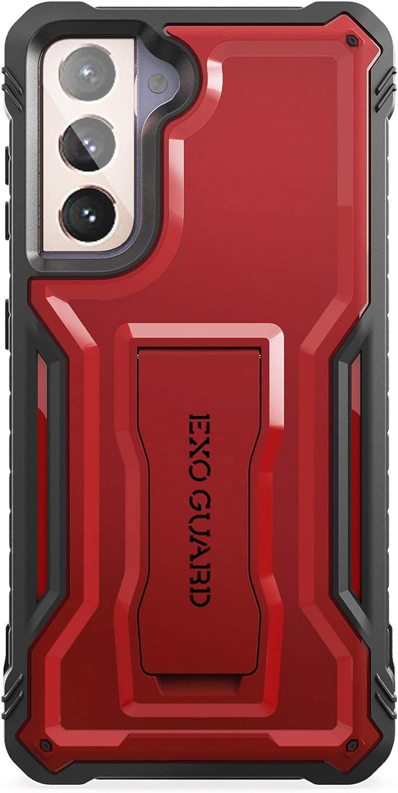 Exoguard Samsung Galaxy S21 plus 5G Case, Rubber Shockproof Full Body Cover Case for Samsung S21 plus Phone 6.7 Inch, Built-In Kickstand (Red)  ExoGuard   
