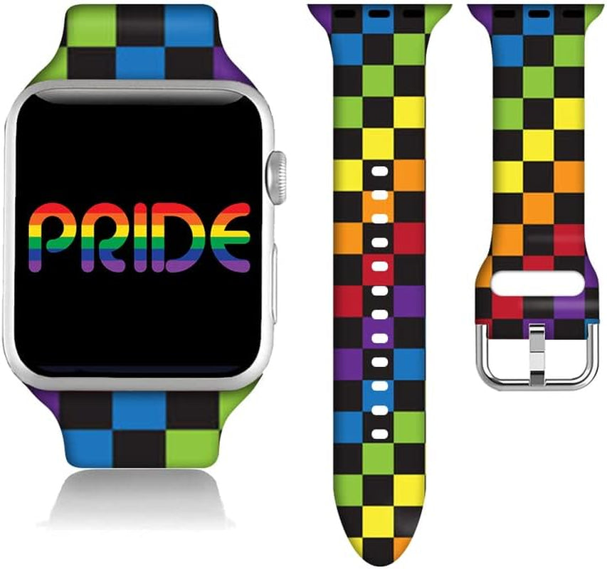 Teacher Appreciation Gifts Nurse Decorations Wristband Straps for Rainbow Apple Watch Band 38Mm/40Mm/41Mm/42Mm/44Mm/45Mm Soft Silicone Pride Watch Band Strap for Apple Smart Watch Series 7 6 5 4 3 2 1 SE.  DGDGDG Pride Rainbow 38mm/40mm/41mm 