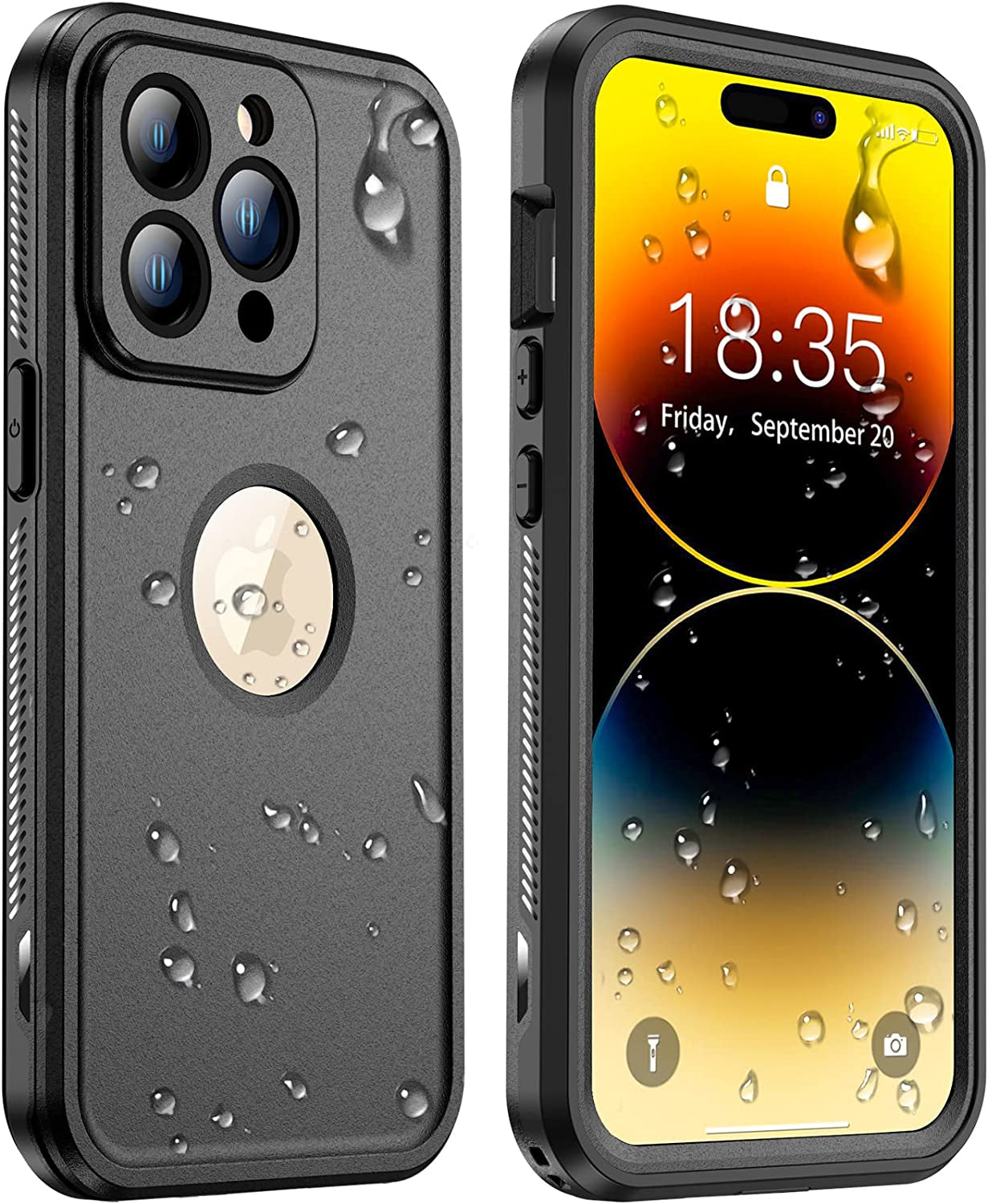 Temdan [Real 360 Magnetic for Iphone 14 Case Waterproof,[Compatible with Magsafe] Built-In Glass Camera Lens & Screen Protection [Military Dropproof][Ip68 Underwater] Shockproof Phone Case  Temdan Black iPhone 14 Pro 