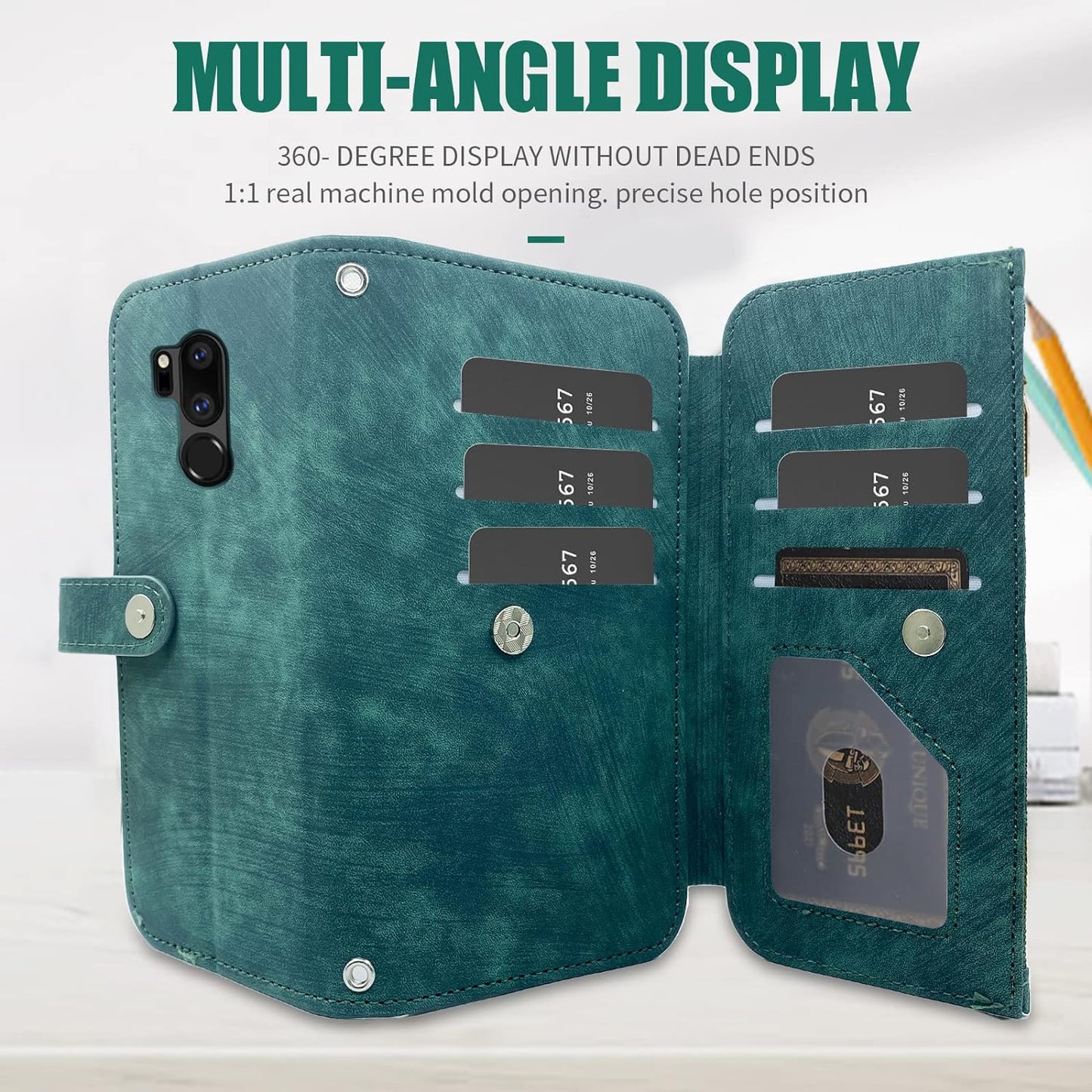 Compatible with LG G7 Thinq Wallet Case 9 Card Slots Retro Leather Flip Credit Card Holdercell Phone Cover for LGG7 One G 7 plus LG7 Fit Lg7Thinq 7G Thin Q G7+ G7Thinq Lgg7Thinq Women Men Green  Furiet   