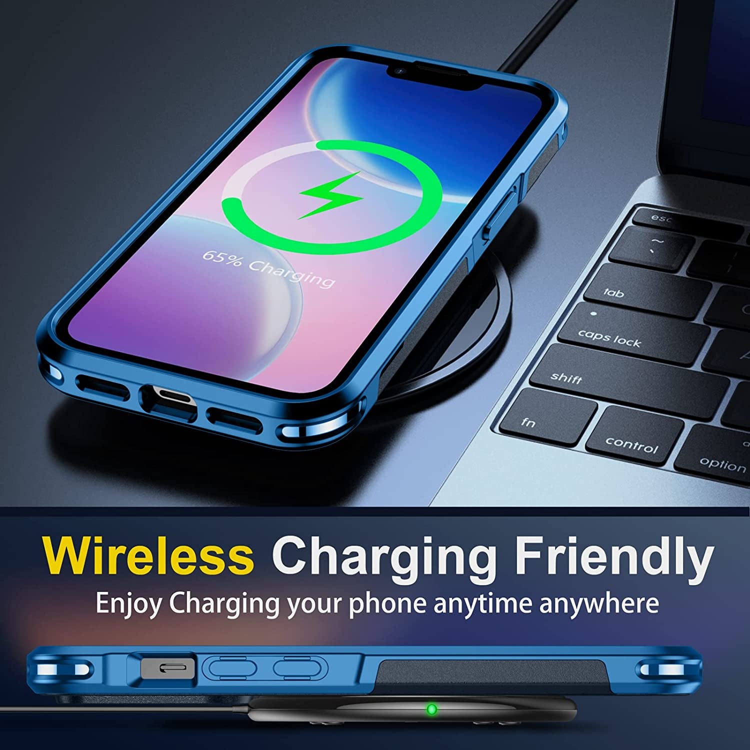 SPIDERCASE for Iphone 14 Case, [10 FT Military Grade Drop Protection][Non-Slip] [2+Tempered Glass Screen Protector][2+Tempered Camera Lens Protector] Heavy Duty Full-Body Shockproof Case, Dark Blue  SPIDERCASE   