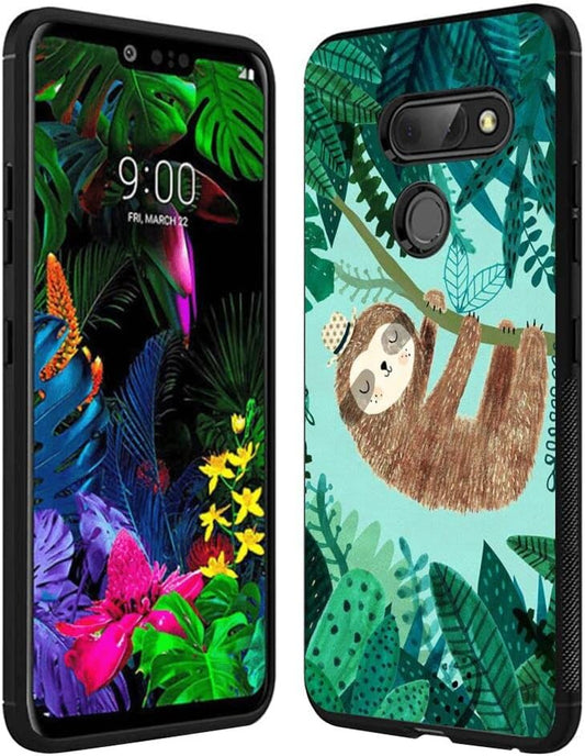 SANTUO LIWEILE Phone Case for LG G8 Thinq with Cute Sloth Style Black Textured Frame Shockproof TPU Anti-Slip Smartphone Protective Case  LIWEILE   