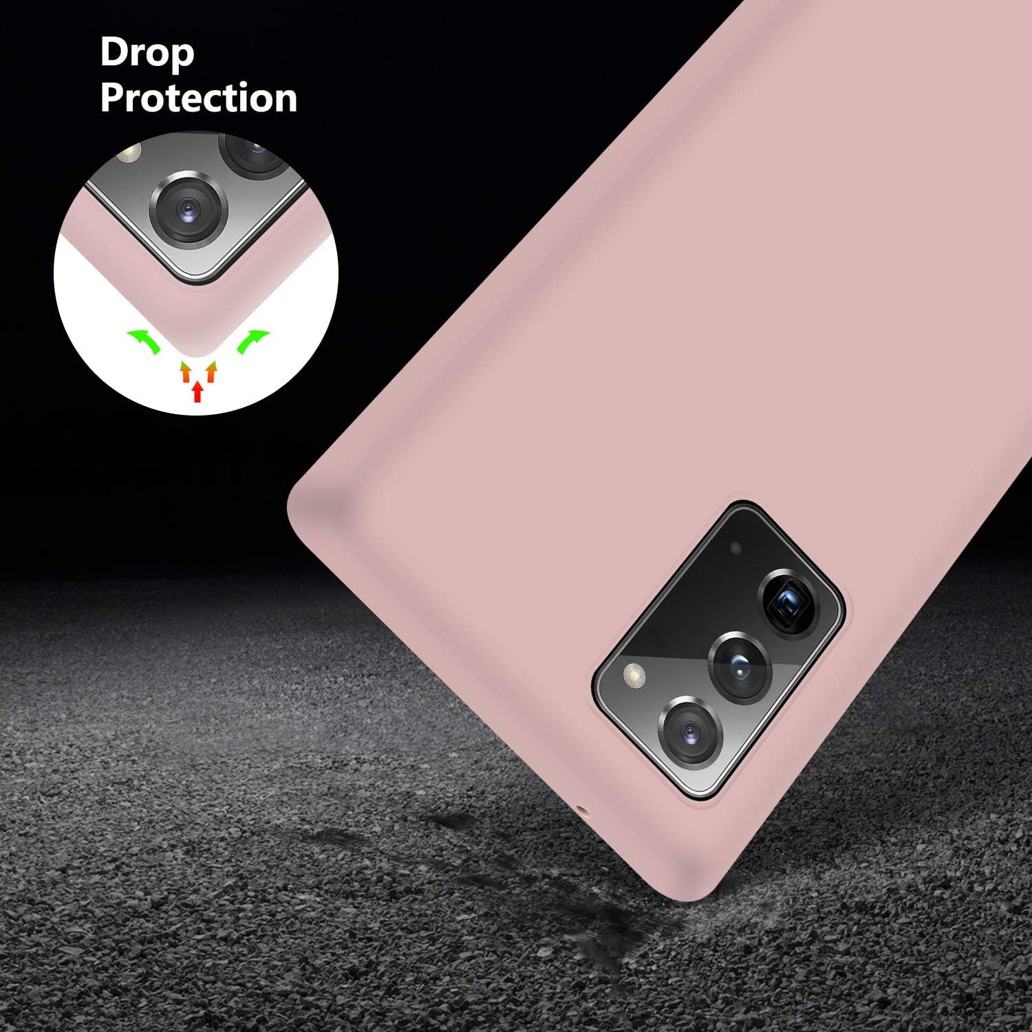 E Segoi Samsung Galaxy Note 20 Case, Liquid Silicone Gel Rubber Shockproof Case Soft Microfiber Cloth Lining Cushion Compatible with Samsung Note 20 6.7Inch (Pink Sand)  E Segoi   