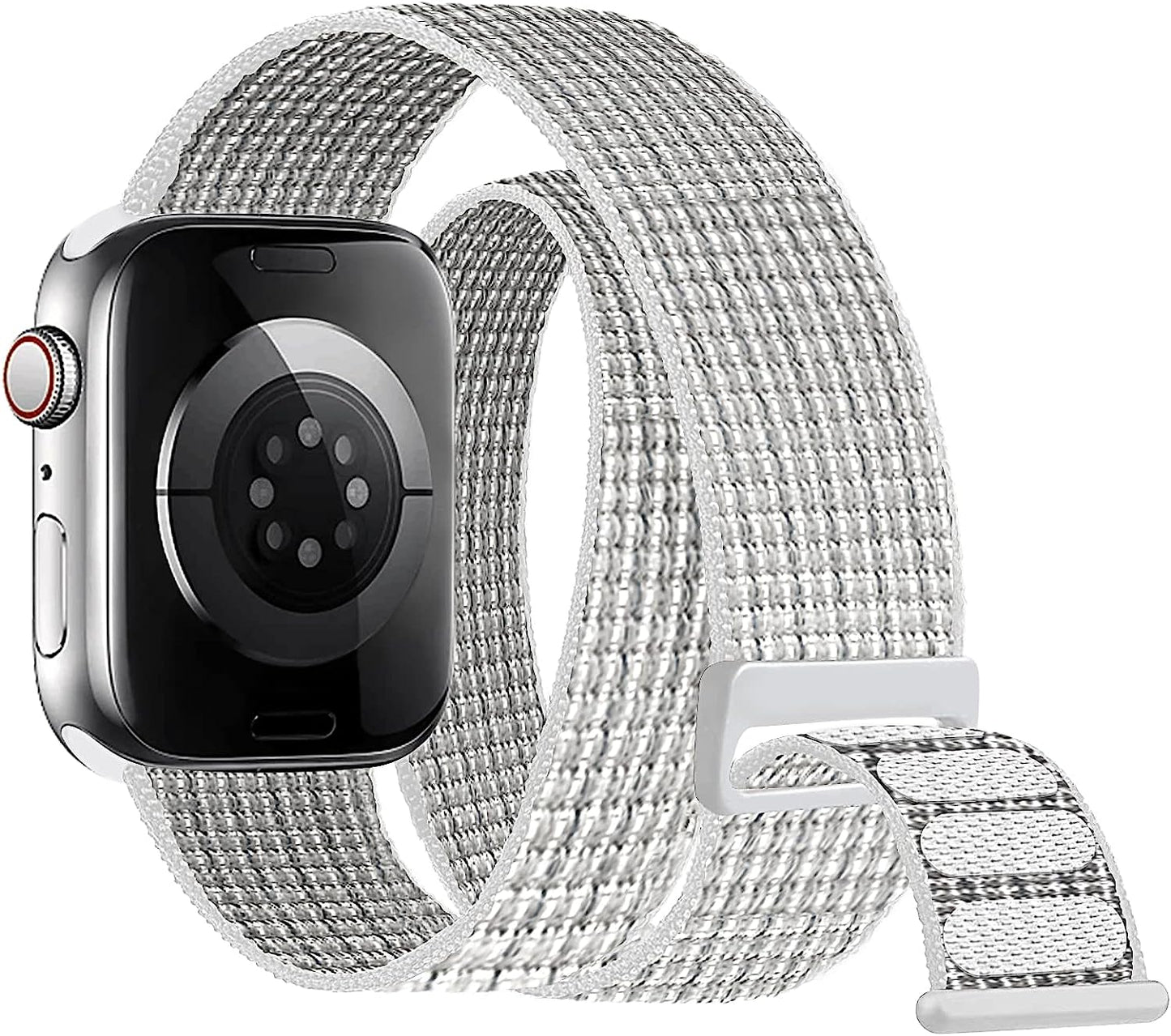 For Apple Watch Band 49Mm 45Mm 41Mm 44Mm 40Mm 42Mm 38Mm, Double Tour Nylon Sport Loop Strap Women Men Hook and Loop Fastener Bracelet for Iwatch Series Ultra 8 7 SE 6 5 4 3 2 1  SOLOLUP Reflective White 41/40/38mm 