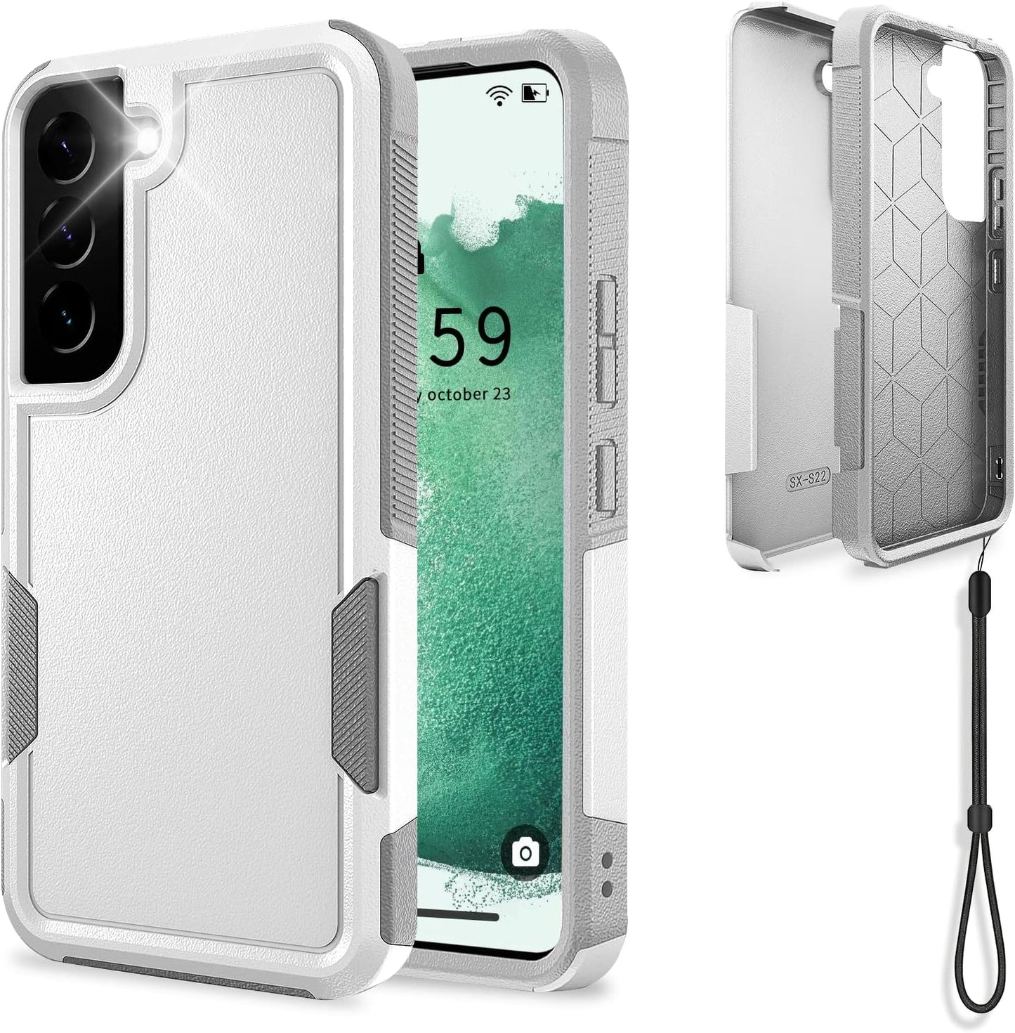 UNITEDTIME Compatible with Galaxy S22 plus Case Drop Protection Rugged Shockproof/Dust Proof Military Protective Tough Phone Cover for Samsung Galaxy S22 plus (Pink)  Unitedtime-Tech White  