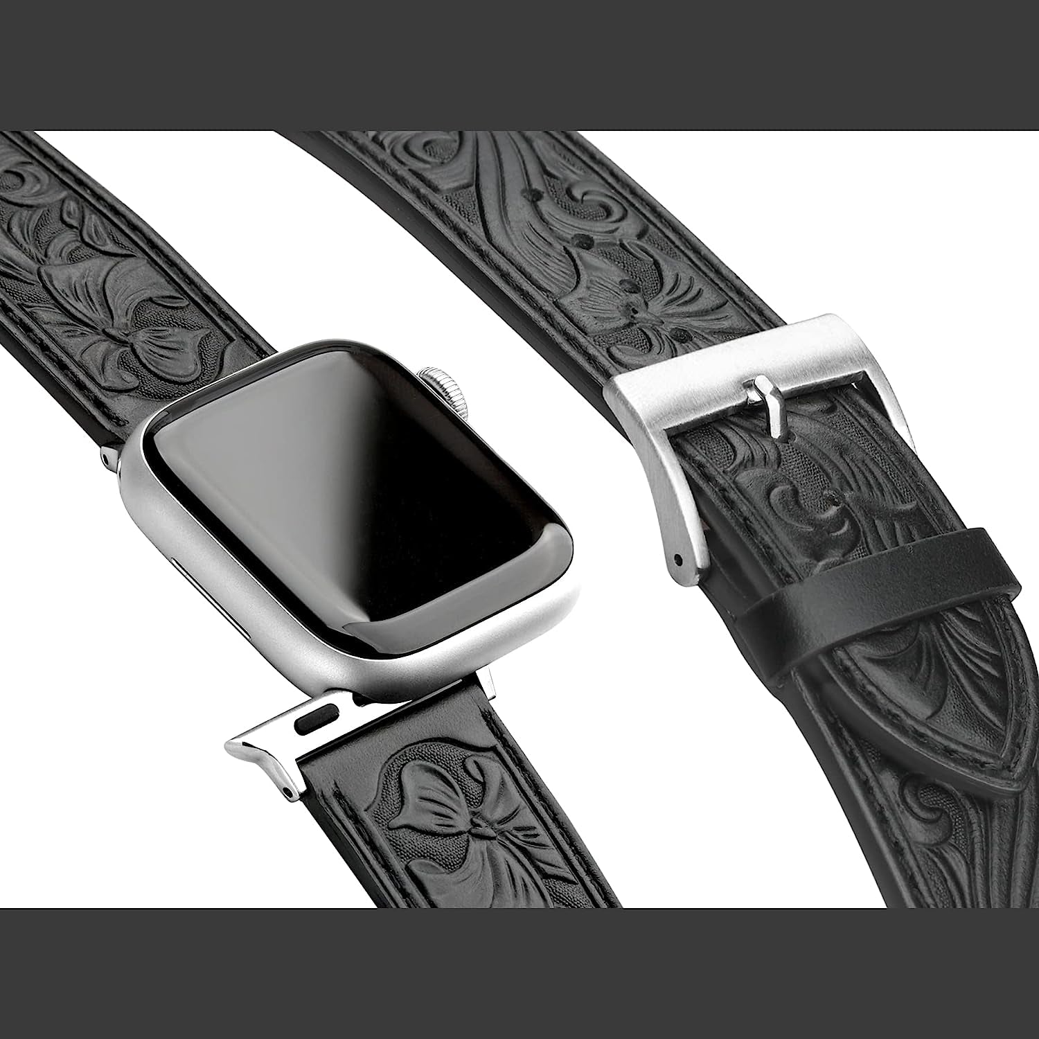 Deeplus for Apple Watch Band 41 Mm / 40 Mm / 38 Mm Series 7 /SE/ 6/5/4/3/2/1,Sunflower Tooled Leather Cowboy Replacement Western Apple Watch Retro Strap Bracelet for Iwatch Men Women  Deeplus   