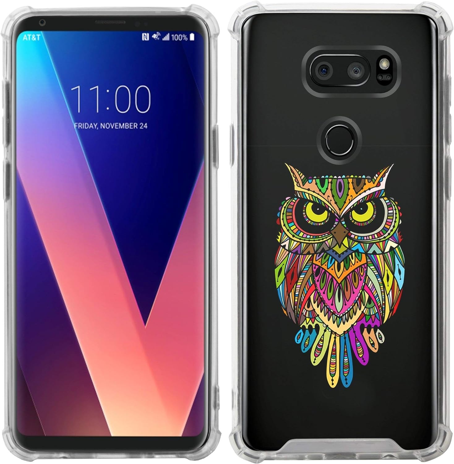 Casesondeck Case Compatible with [LG V30S Thinq and LG V30] Slim Precise Fit TPU Case, Scratch Protection Unique Design (Colorful Owl)  CasesonDeck   